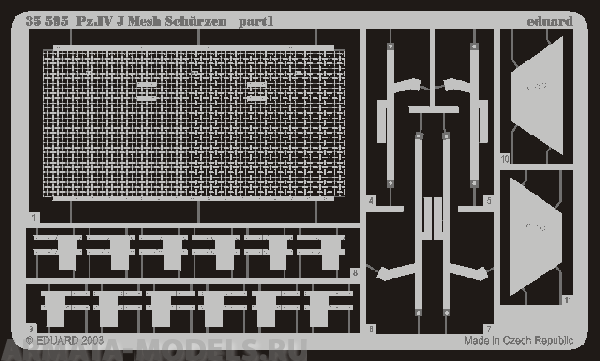 35595ED Фототравление: Sch?rzen mesh Pz.IV Ausf.J 1/35
