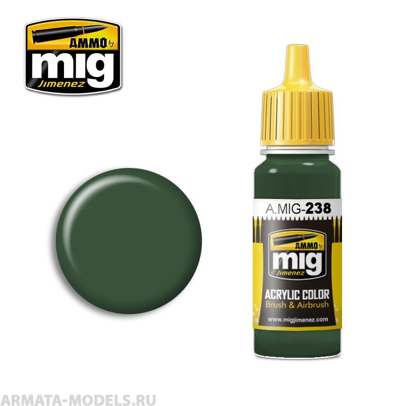 AMIG0238 Ammo Mig Акриловая краска FS 34092 MEDIUM GREEN 17 мл