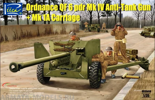 RV35018 1/35 Ordnance QF 6-Pdr. Mk.IV Late War Infantry Anti-tank Gun (w/Metal gun barrel) Riich Models