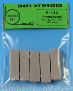 E-013 Дополнения для моделей Wooden ammo boxes for 7.5 cm Kw.K.42  (Panzer V Panther) Set contains following elements in 1/35 scale: 5 resin parts.