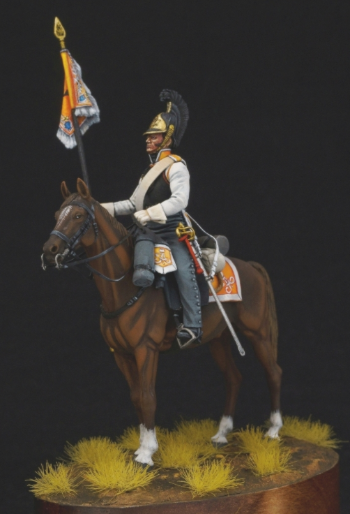 CHM-54255(М). Штандарт-юнкер армейских кирасирских полков, Россия 1812-14 гг. 54 мм. Материал - белый металл. Chronos Miniatures