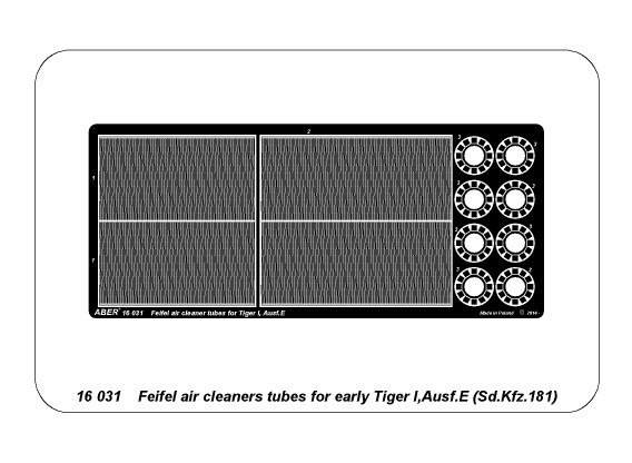 ABR-16-031  Дополнения для  Feifel air cleaners tubes for early Tiger I для Tamiya and others 1/16