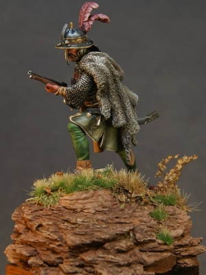 CHM-54075(M). Польский почтовый гусарской хоругви, 17 век. 54 мм. Материал - белый металл. Chronos Miniatures