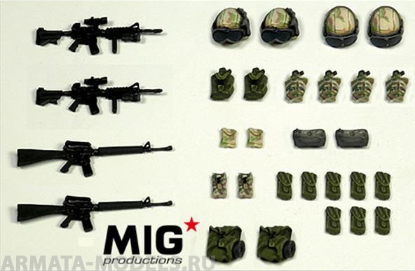 MIGMP35-318  Современные оружие и амуниция армии США, М4, М16, каски, подсумки и т.п. Ирак, Афганистан