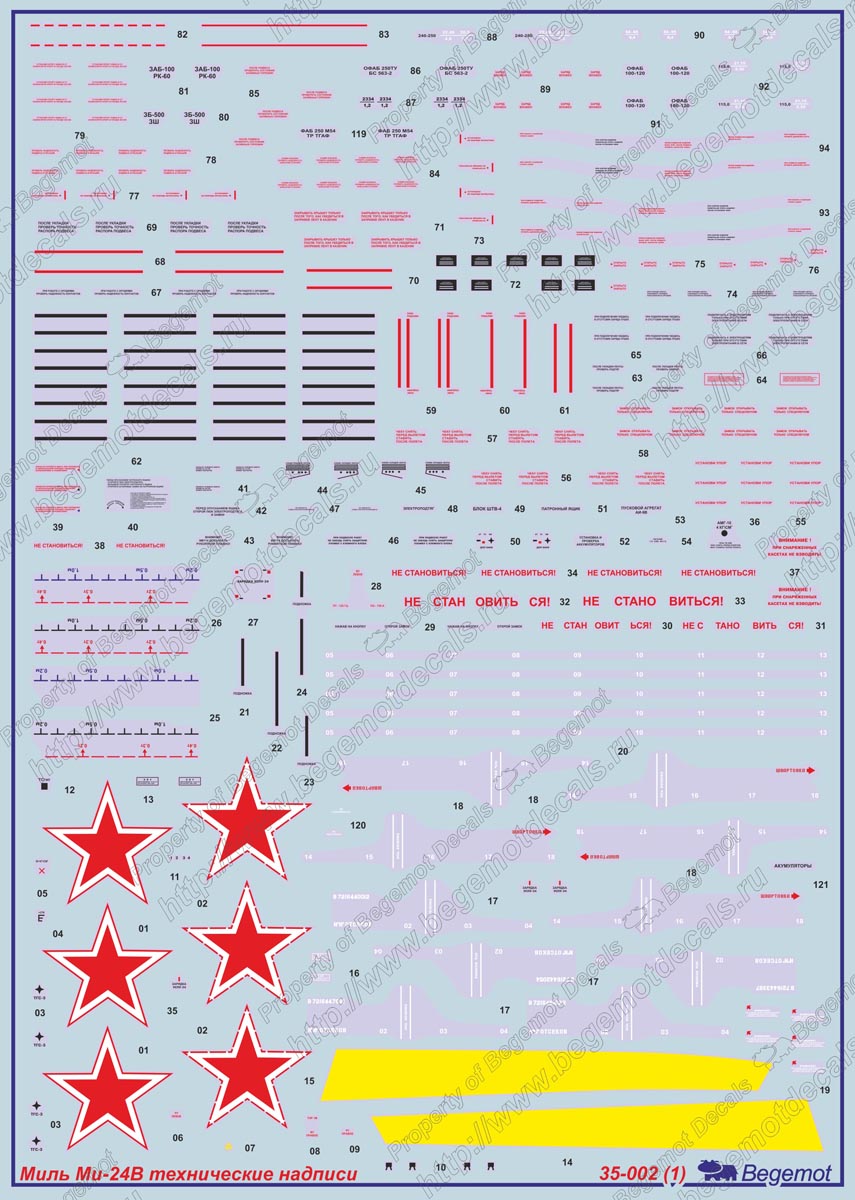 35-002 Миль Ми-24В технические надписи 1.35