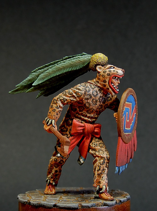CHM-54059(M). Ацтекский воин - Ягуар, XIV-XVI века. 54 мм. Материал – белый металл. Chronos Miniatures