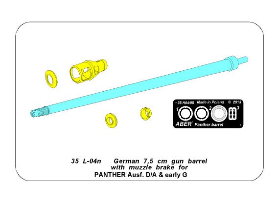 ABR-35-L-04n  Дополнения для  Panther Ausf.A/D & early G barrel with muzzle brake для Dragon 1/35