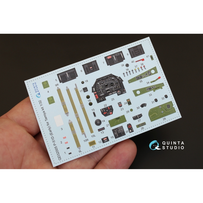 QD32005 3D Декаль интерьера кабины P-51D (ранний) (для модели Tamiya)