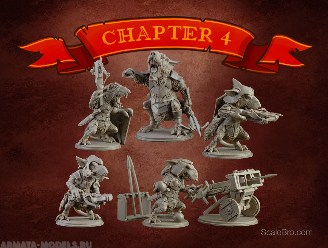 СM-D05 Декоративная фигурка из смолы Крысы-лучники (Nutracker Guards) 6 фигурок ScaleBro