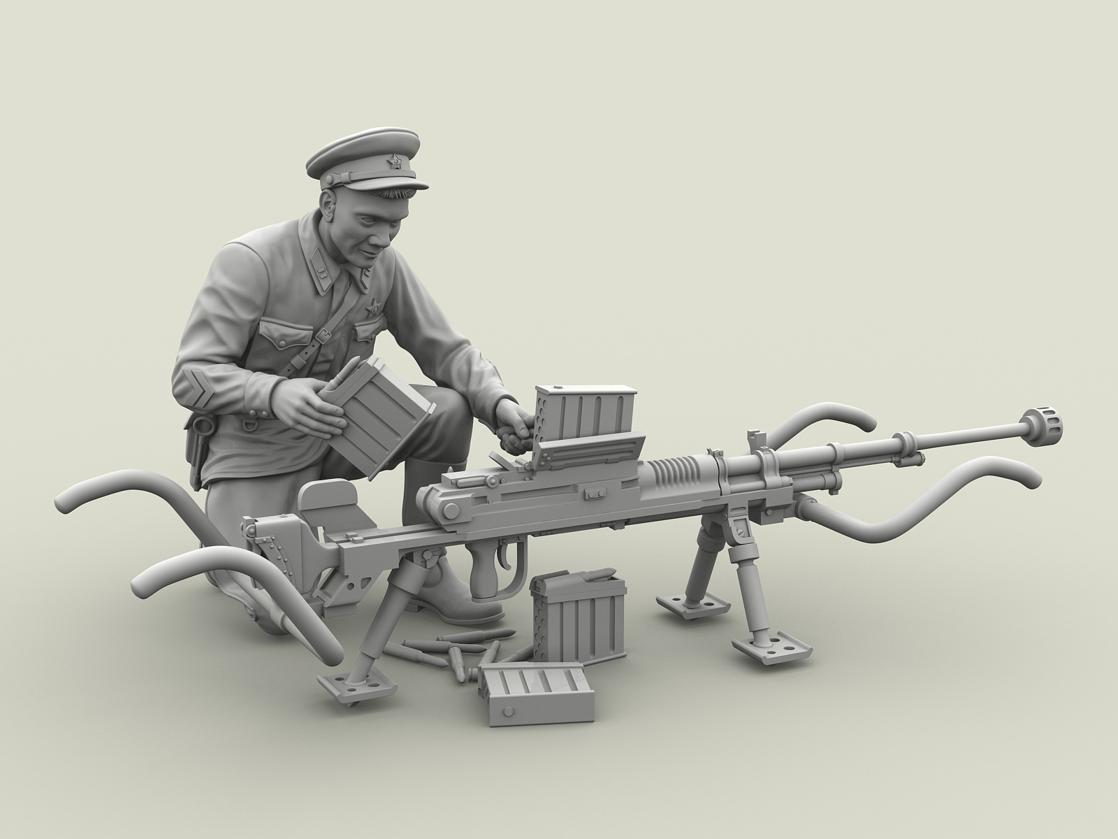 3124SOGA Майор РККА с трофейным японским противотанковым ружьём Тип 97. Халхин-Гол. 1939 г. SOGA Miniatures