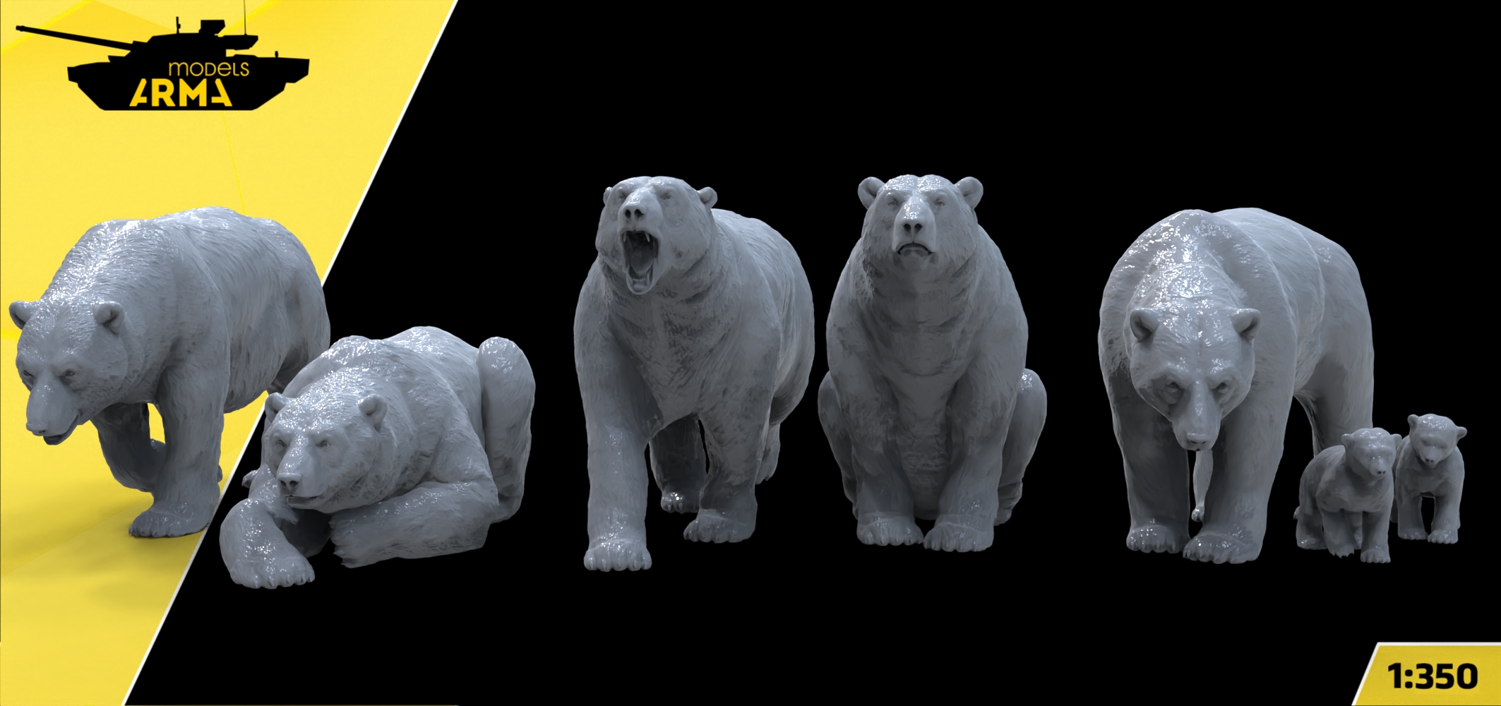 AM35020 5 фигурок белых медведей и 2 медвежонка (Не для свободной продажи) 