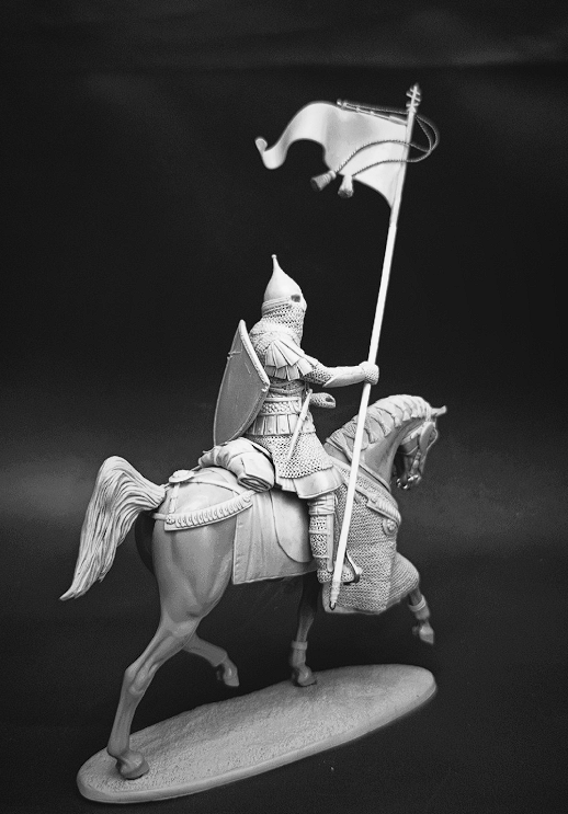 CHM-54360. Русский знатный воин, конец 14 - начало 15 века (2 варианта флага). 54 мм. Материал - смола. Chronos Miniatures