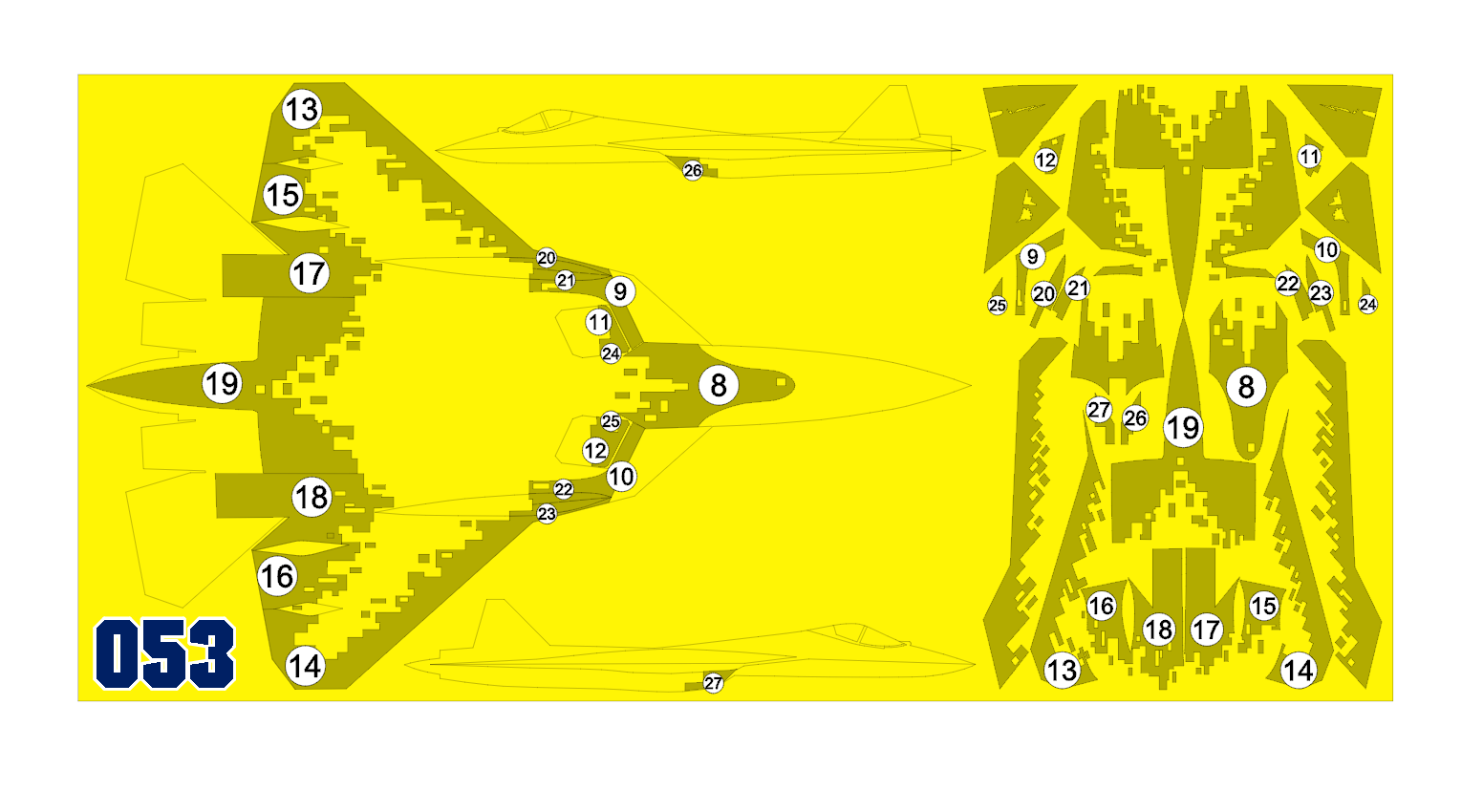 AM72135 Маска окрасочная для Су-57 (Новый) для создания камуфляжа Охотник 1/72