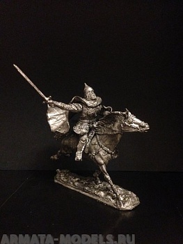 4052ТБ ВИМ, конный русский дружинник с мечем и щитом, 54 мм