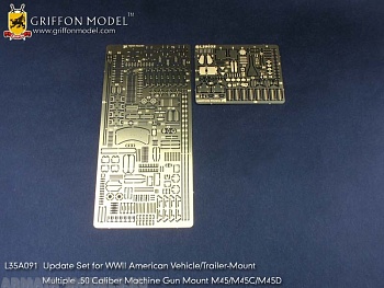 L35A091GR Update Set for WW II American Multiple .50 Caliber Machine Gun Mount M45 / M45C / M45D Vehicle/Trailer-Mount (Optional Standard/Late Type Power-Charge & Exhaust Pipe) (for Dragon Kits) 1/35