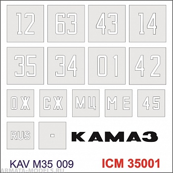 KAVM35009 Трафарет номера на кузов для ICM 35001
