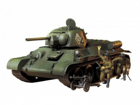 35059T Советский танк T34/76 (с 2-мя наборами катков) с 2 фигурами танкистов Tamiya
