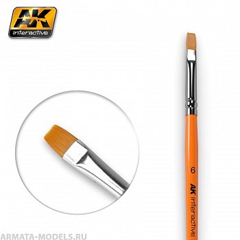 AK-611 Кисть художественная FLAT BRUSH 6 SYNTHETIC